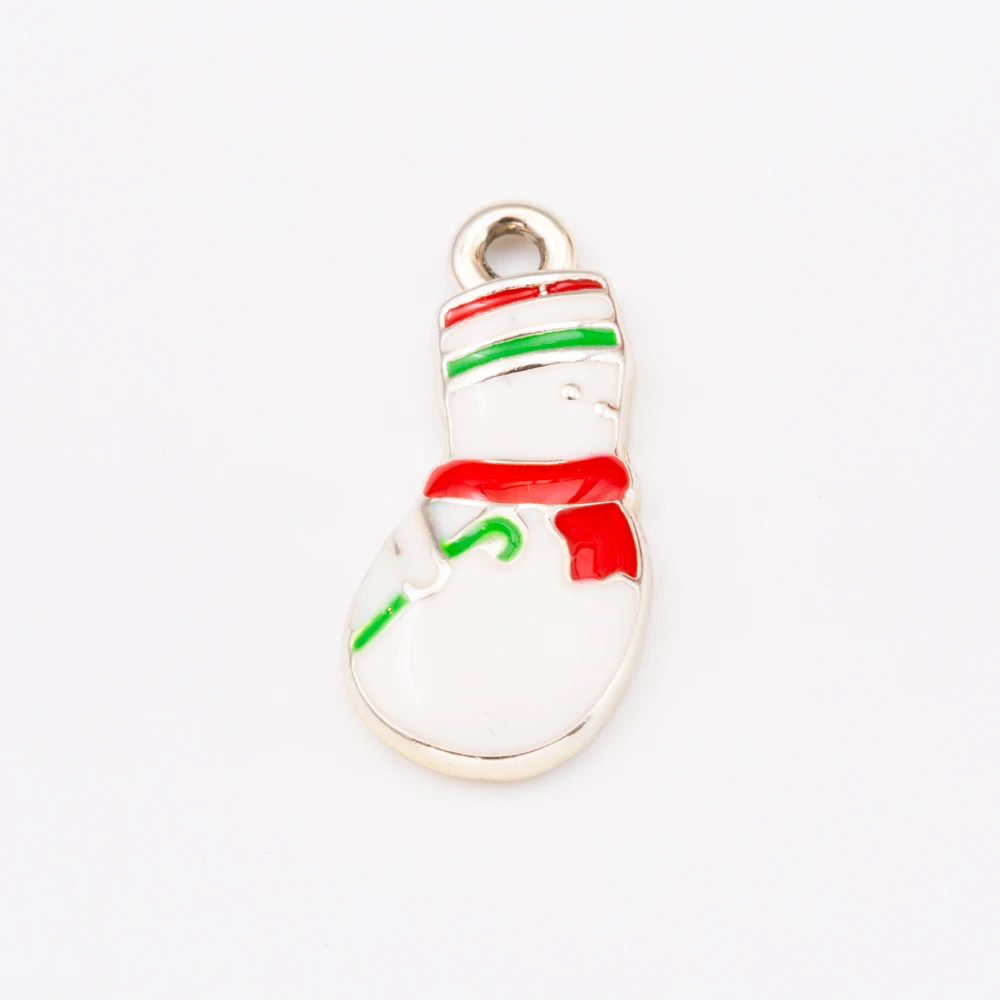 

10pcs snowman Christmas Drip oil zinc alloy Charms Enamel Pendant Earrings Accessories for Ornaments DIY Material JQ600003