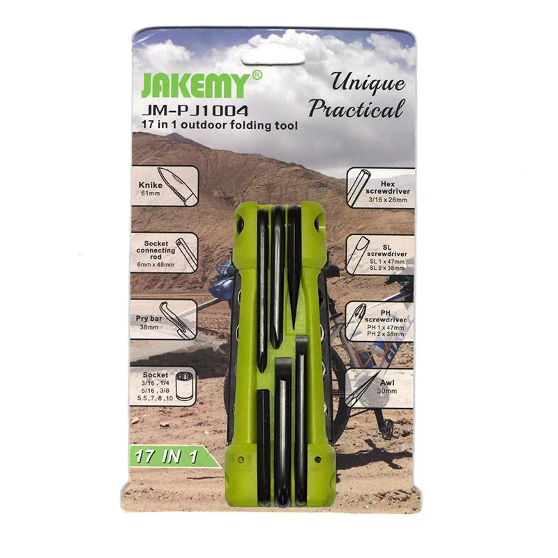 

PJ1004 17 in1 Multi-function Outdoor folding tool Screwdriver Bottle Opener Tool