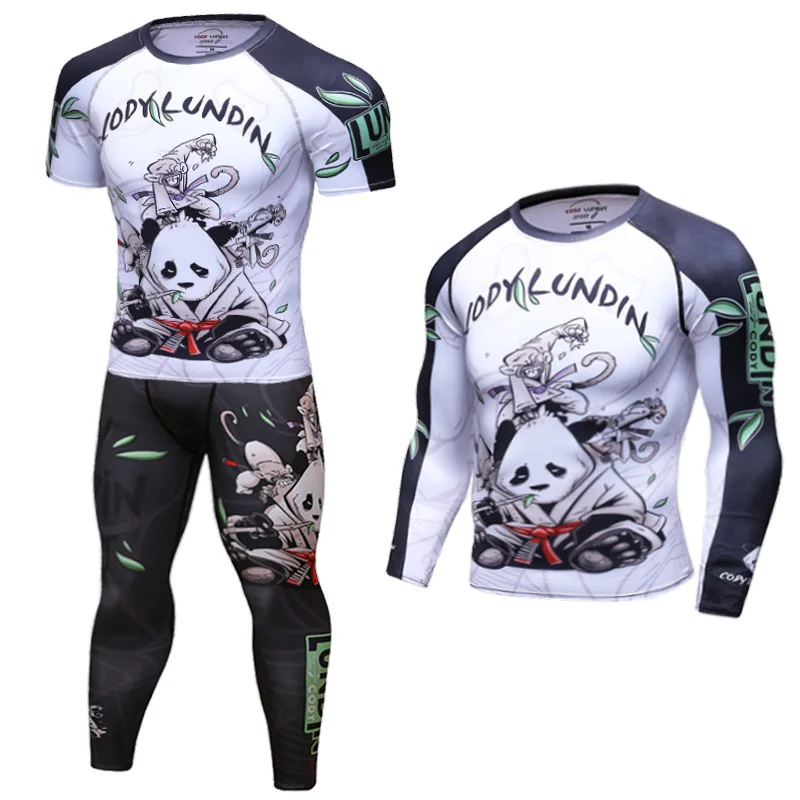 UFC BJJ MMA Мужской комплект, компрессионная рубашка, топы, штаны, шорты, спортивная одежда для фитнеса, Удобный яркий цвет, 3D принт, майки, колготки