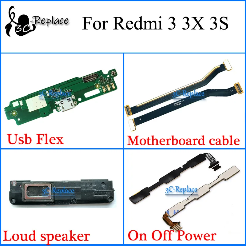 Гибкий Usb кабель для материнской платы Xiaomi Redmi 3 3X 3s Pro громкий динамик вкл/выкл