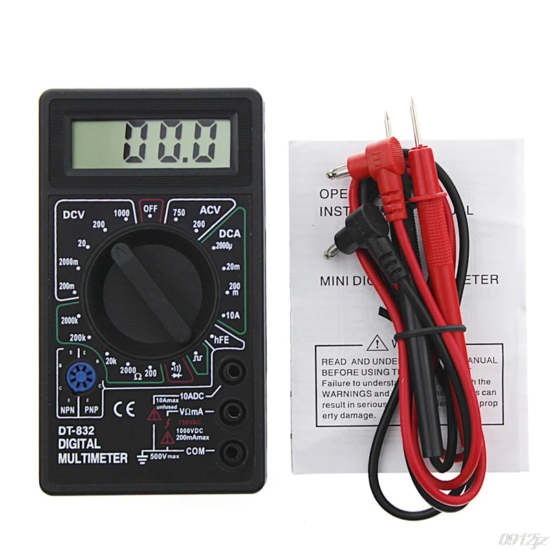

Digital Multimeter LCD DC AC Voltmeter Ammeter Ohm Professional DT832 Ttransistor Tester Tools