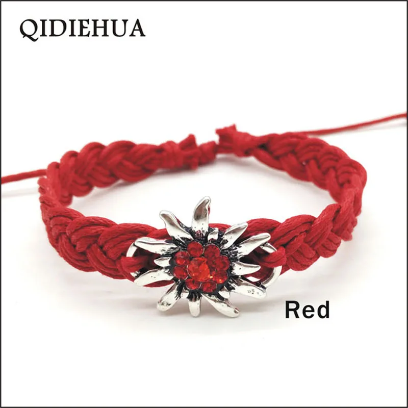 QIDIEHUA, серебряный цвет, ручной работы, Edelweiss браслеты и браслеты, регулируемые, счастливые, разноцветные, ручной работы, браслеты дружбы для женщин