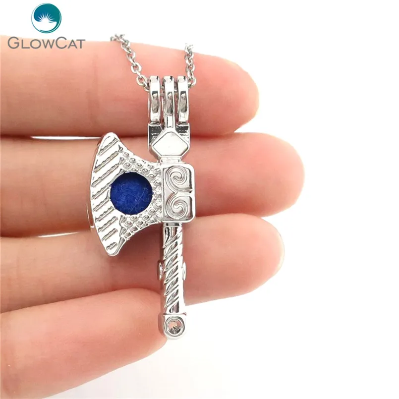K633 Creative Axe Beads Cage Pendant Pearl Zodiac Constellation Aroma Essential Oil Diffuser Locket Necklace | Украшения и