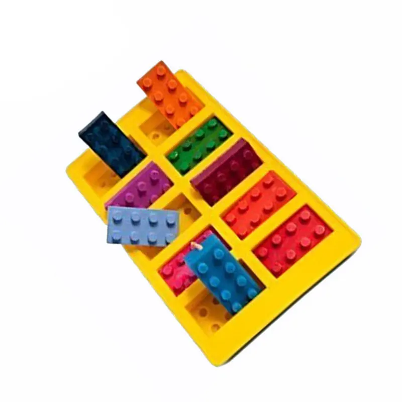 10 полостей Leggo кирпичные блоки формы прямоугольные DIY шоколадная силиконовая