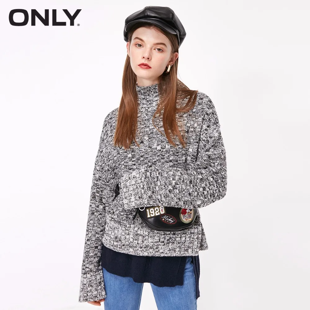 ONLY Women's Loose Fit Check Pattern High-necked Pullover |118313561
