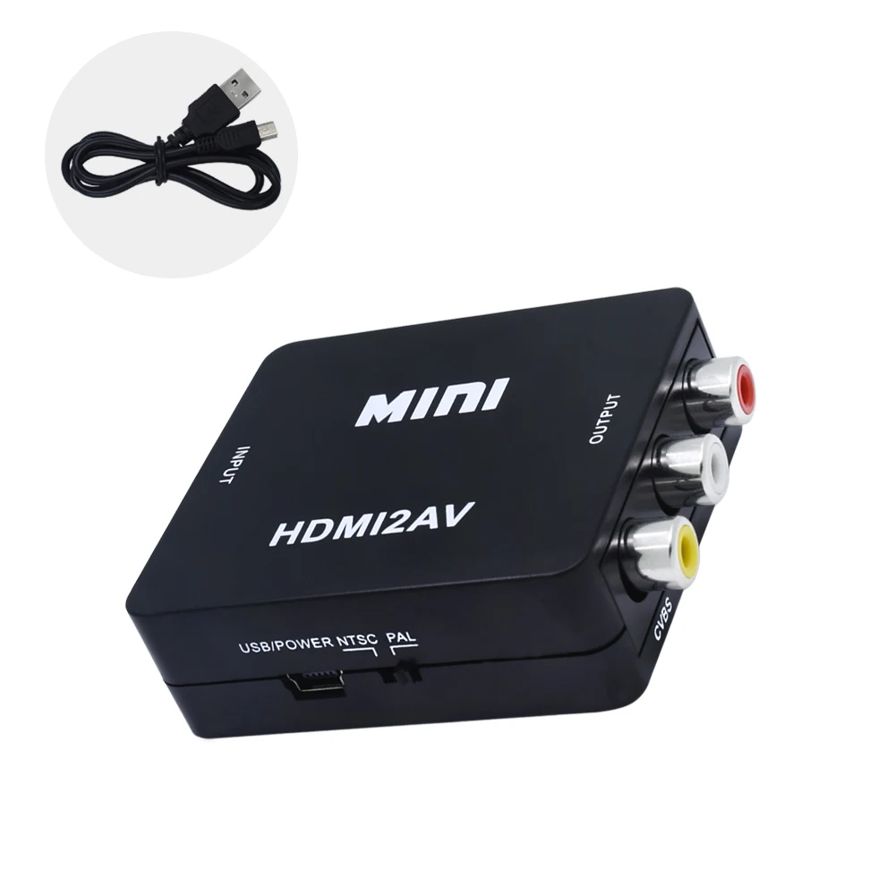 TISHRIC 100 шт. мини HDMI в AV конвертер аудио компонентный кабель HDMI2AV RCA CVBS NTSC Scaler HD TV