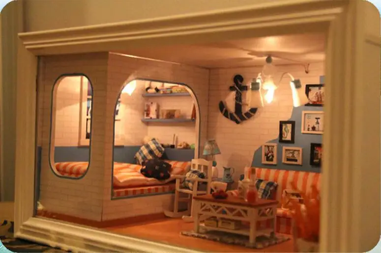 Миниатюрный Приморский дом модель домашнего декора деревянный кукольный домик