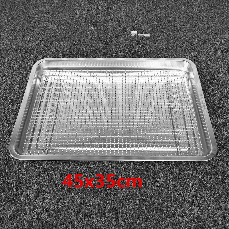 plate 45x35 add mesh Сетки для барбекю из нержавеющей стали 304, сетка для барбекю, сетка для гриля, прямоугольное для выпечки, инструмент с дренажной рамой для сушки торта - Цвет: plate 45x35 add mesh