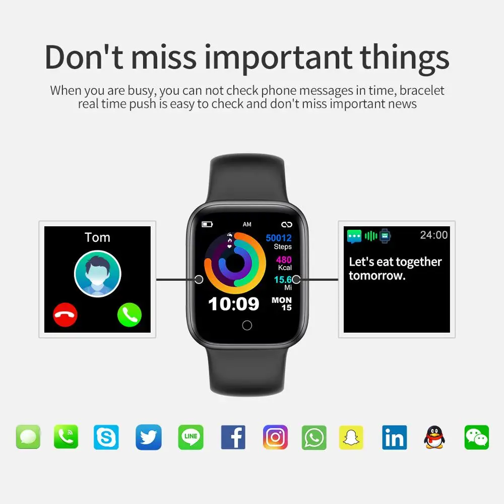 RUNDOING NY07 smartwatch сообщение напоминание кровяное давление пульсометр фитнес трекер