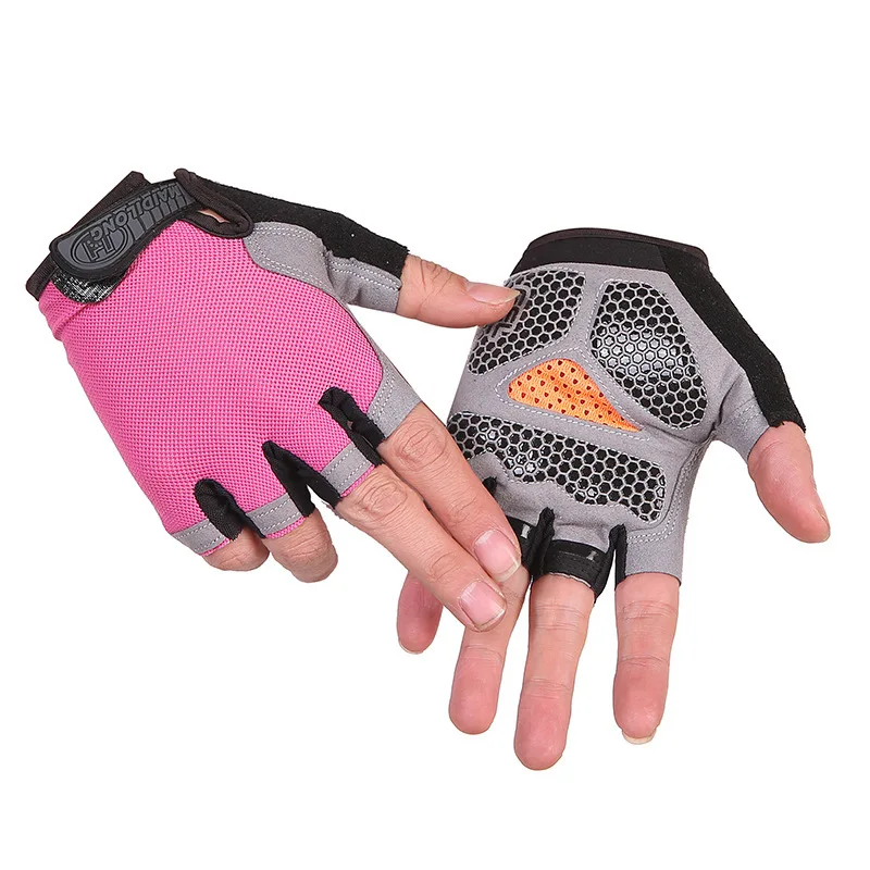 1 пара велосипедных перчаток с полупальцами Guantes Ciclismo, Перчатки для фитнеса, спортивные мужские и женские перчатки без пальцев, Нескользящие Тактические перчатки - Цвет: Pink 2