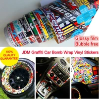 glossy vinyl car stickers and decals jdm graffiti sticker bomb wrap roll on motorcycle car styling for bmw vw ford toyota honda