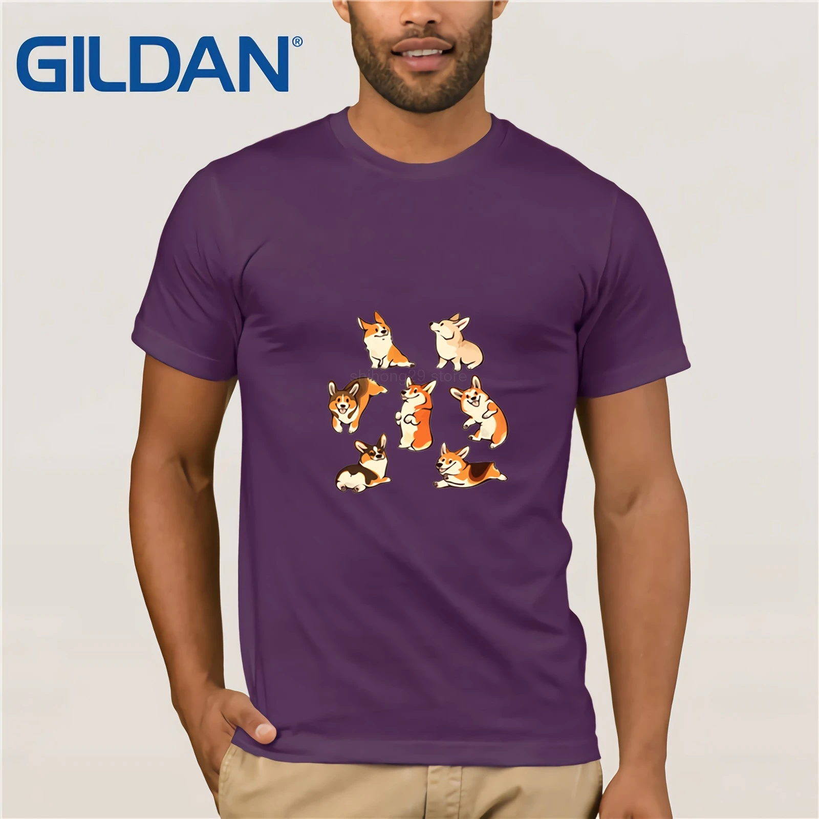 Camisetas Homme Топы хипстерская футболка каваи веселый корги Для мужчин Милая с для