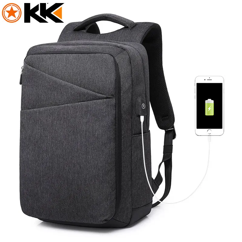 KAKA, мужской рюкзак, USB зарядка, 15,6 дюймов, рюкзаки для ноутбука, мужские Mochilas feminina, рюкзак для путешествий, школьный рюкзак для подростков, рюкзак для мальчиков - Цвет: Black