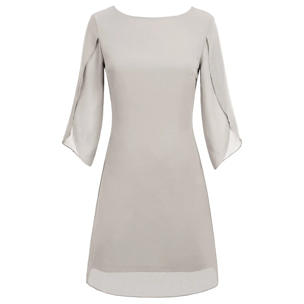 Женская сорочка платье осень-лето Двухслойное 3/4 с разрезными рукавами v-образным