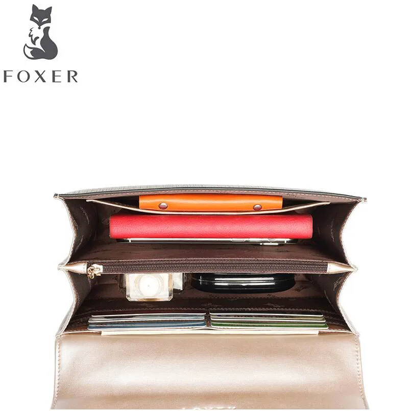 Женская кожаная сумка FOXER маленькая дизайнерская из кожи на плечо 2020|Сумки с