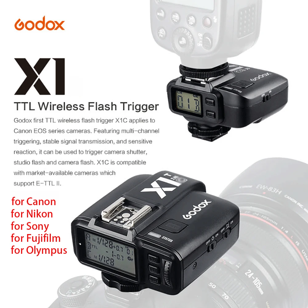 

Godox X1 Беспроводной TTL 2,4G беспроводной триггерный передатчик вспышки приемник для Canon для Nikon для Sony GodoxTT685 V860 Flash