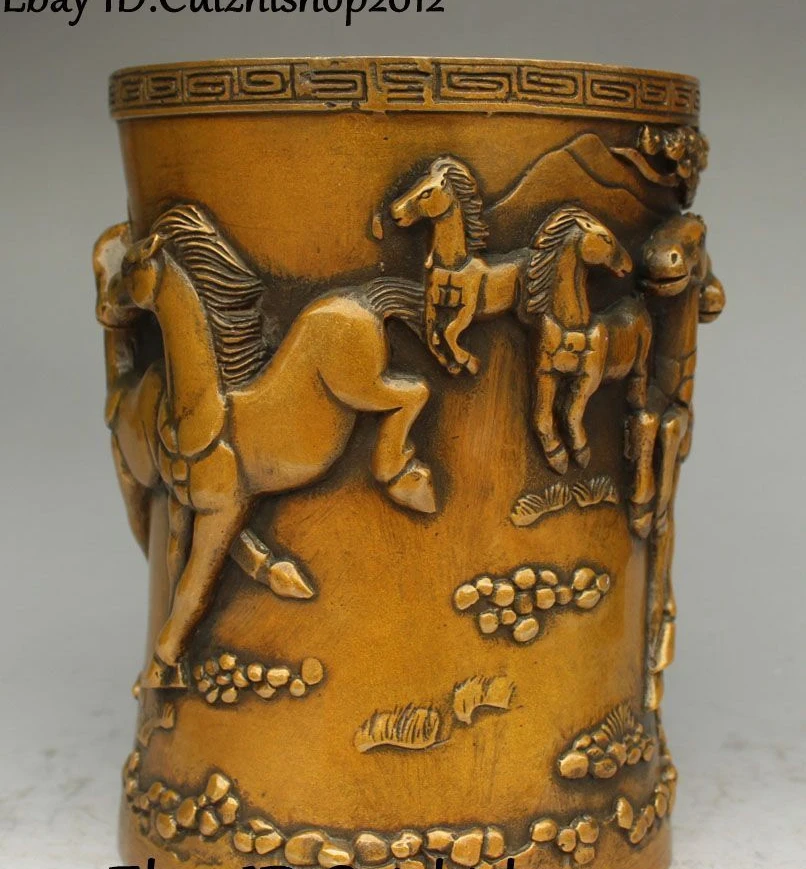 Бесплатная доставка китайские бронзовые конные Кони для бега ручка контейнер