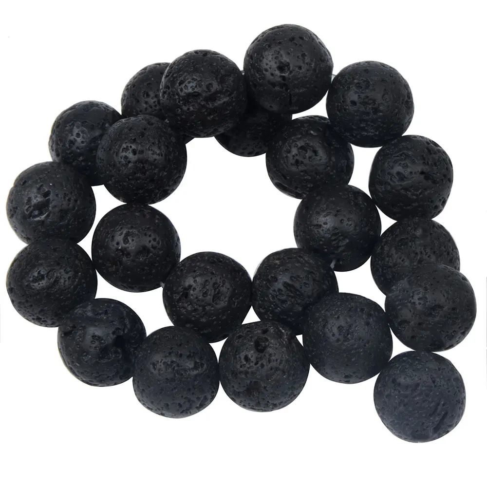 Wholesale A Black Lava Beads Natural Volcanic Rock Stone Beads Loose 4 6 8 10 12 14 16 18 20mm Handmade Jewelry Making images - 6