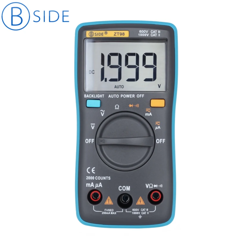 

BSIDE ZT98 Digital Multimeter 2000 counts DMM Backlight AC/DC 0.1uA Ammeter voltage tester Voltmeter Ohm Portable Meter