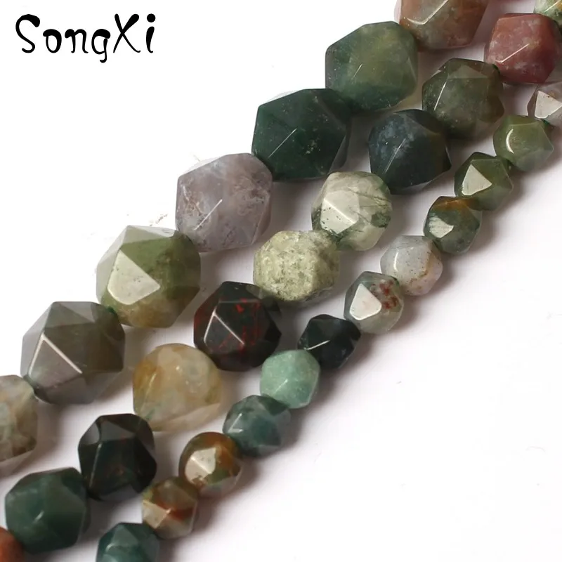 Wholesale Faceted Indian Agates Beads For Jewelry Making Natural Stone Bead Fit DIY Necklace Bracelet Jewellery 6 8 10 MM 15'' |