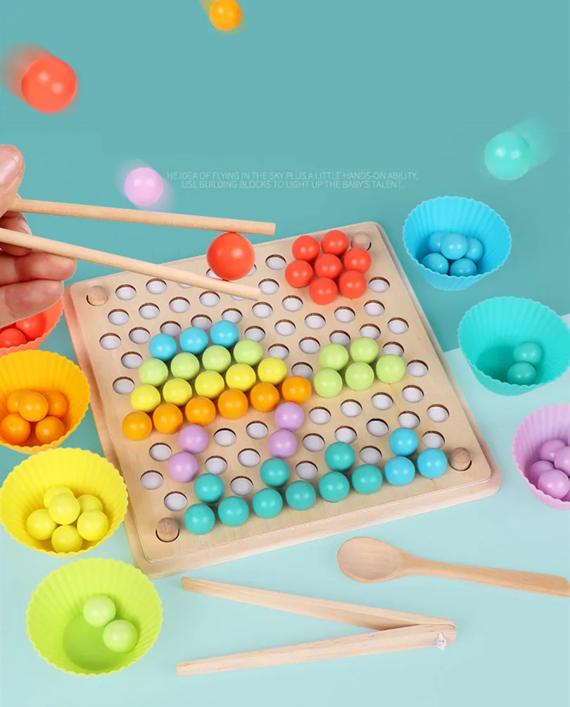 Цвет: желтый Детская игрушка DIY 3d головоломка Дети Ранние Монтессори руки Тренировки Мозга клип бусины многофункциональный обучения деревянная игрушка для детей - Цвет: Цвет: желтый