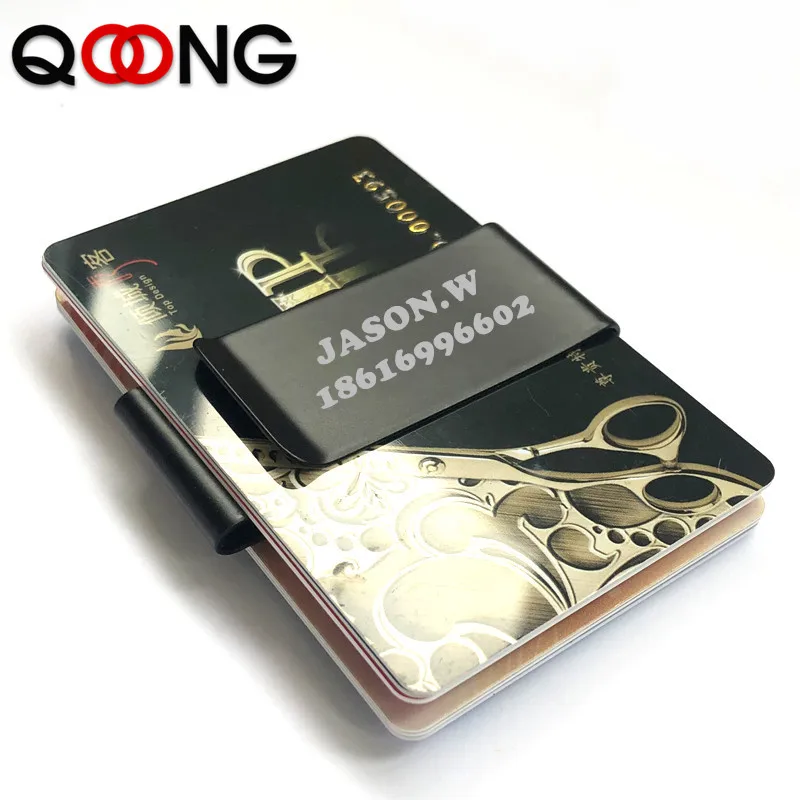 QOONG, нержавеющая сталь, тонкий, сторонний, для мужчин и женщин, металлический зажим для денег, кошелек, кредитная карта, держатель для денег, стальная клипса, зажим, ML1-005