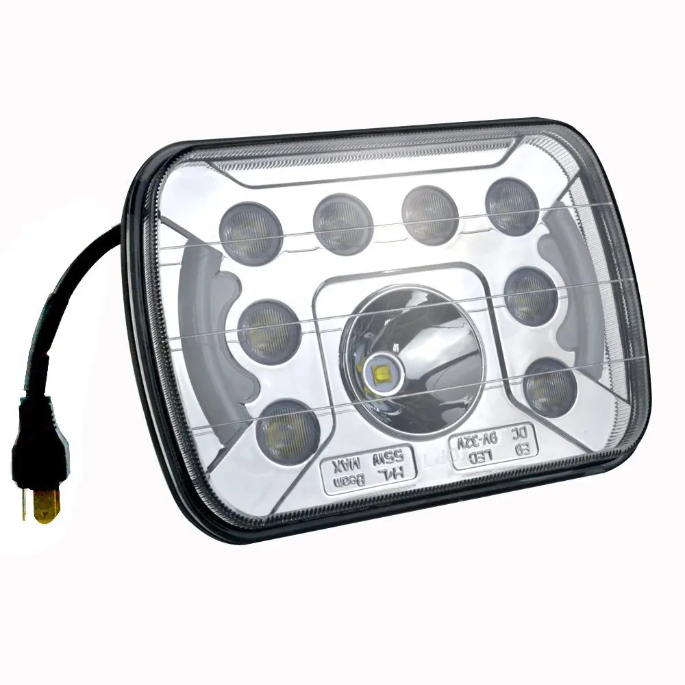 

2Pcs 5x7 inch 55W Led Car Headlight Truck With Halo Ring And DRL Headlamps for Van Lorry