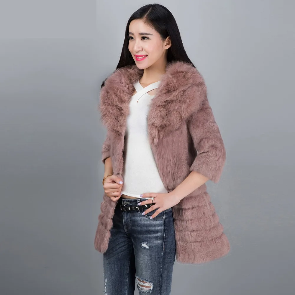Волнистая вышивка шуба из натурального кролика верхняя одежда женская хлопковая