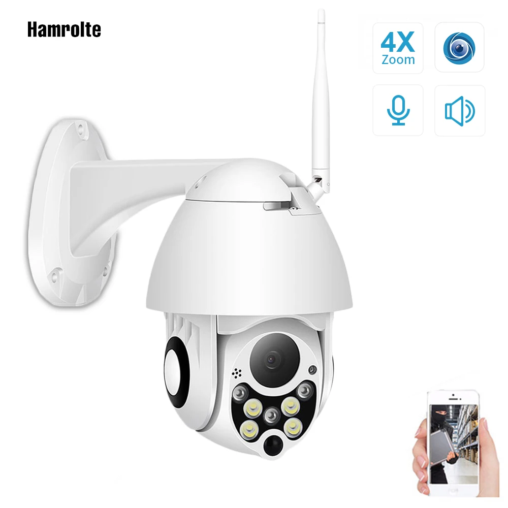Hamrotte 1080P Wifi камера 4X цифровой зум Мини PTZ водонепроницаемая наружная IP