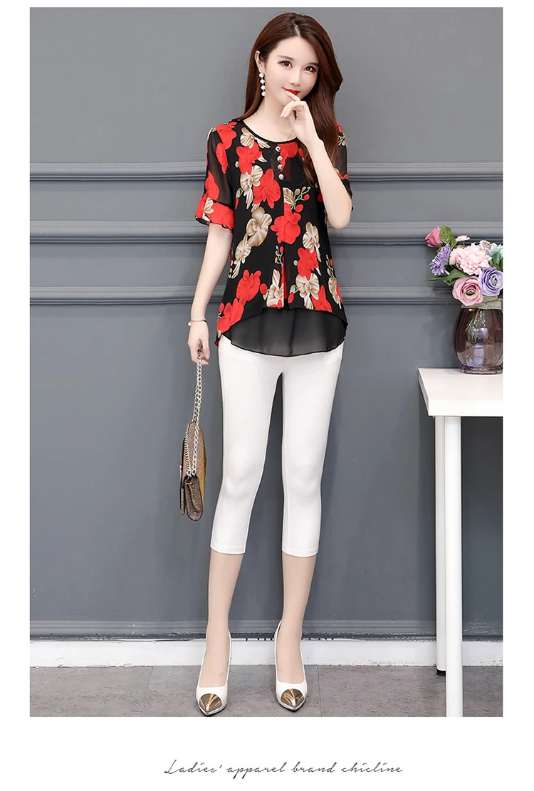 Blusas mujer de moda шифоновая блузка с цветочным принтом женские топы camisas mujer chemisier femme Женские топы и блузки