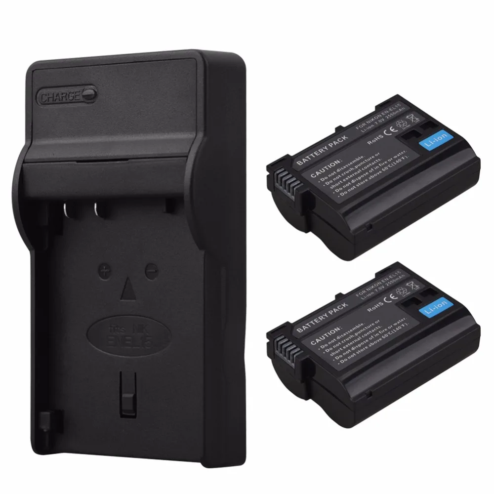2x2550mAh EN EL15 ENEL15 литий ионный аккумулятор + USB зарядное устройство для Nikon DSLR D600 D610 D800
