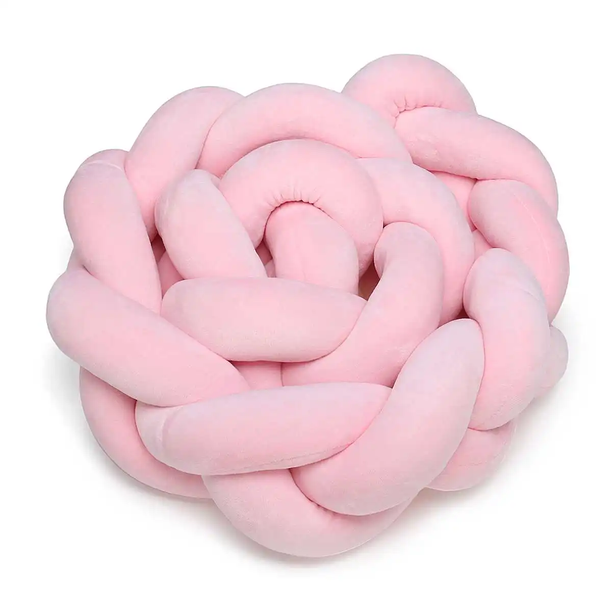 pink 1,5 м минимализм хлопок детские постельные принадлежности кроватки бамперы Crea. tive Плетеный длинный узел мяч Подушка протектор подушка Новорожденный ребенок - Цвет: pink