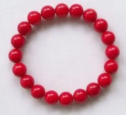 Новый красивый эластичный браслет 8 мм из красных коралловых бусин 7 5 &quot@ ^