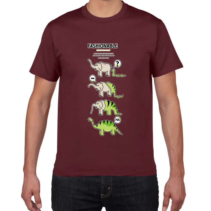 Snake Eating Elephant: Evolution to Dinosaur - Funny Graphic Novelty T-Shirt for Men, 100% Cotton Streetwear image 5