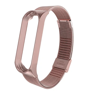 Rose Gold Браслет mi lans, ремешок для Xiaomi mi, 3 браслета, mi Band, 3 браслета, Pulseira, металлический браслет из нержавеющей стали, Xio mi Band 3 - Цвет: Rose Gold