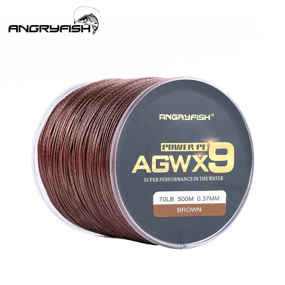 

Леска ANGRYFISH Diominate X9 PE, 9 плетеных нитей, 500 м/547yds, сверхпрочная рыболовная леска 15LB-100LB коричневого цвета