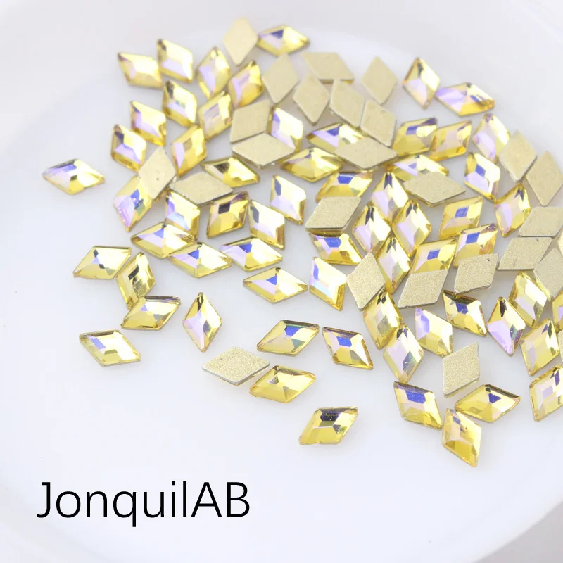JonquilAB 30/100 шт./лот ногтей Стразы 3x5 мм Flatback ромб с цветными камнями для 3D нейл-арта украшения - Цвет: JonquilAB