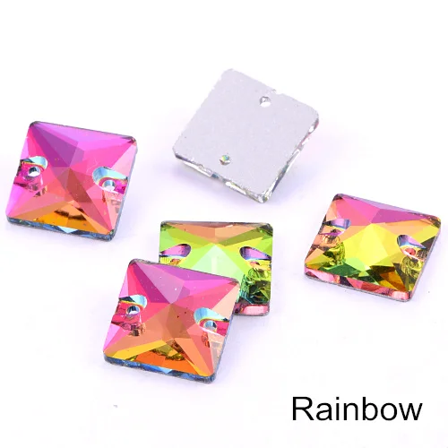Rainbow Квадратный цветной пришить стразы искрящегося цвета Кристалл aб для шитья стразы много Цвета стразы пришивные стразы для свадебное платье B3807 - Цвет: Rainbow