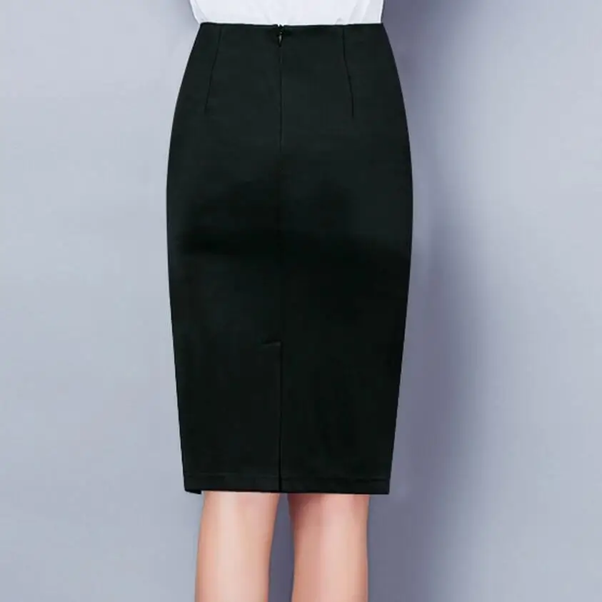 Новинка 2020 Весна Лето Осень Женская юбка высокая талия средней длины черного