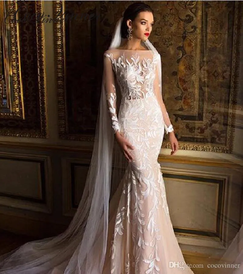 Качественные Свадебные платья Среднего Востока с юбкой-годе длинными рукавами и