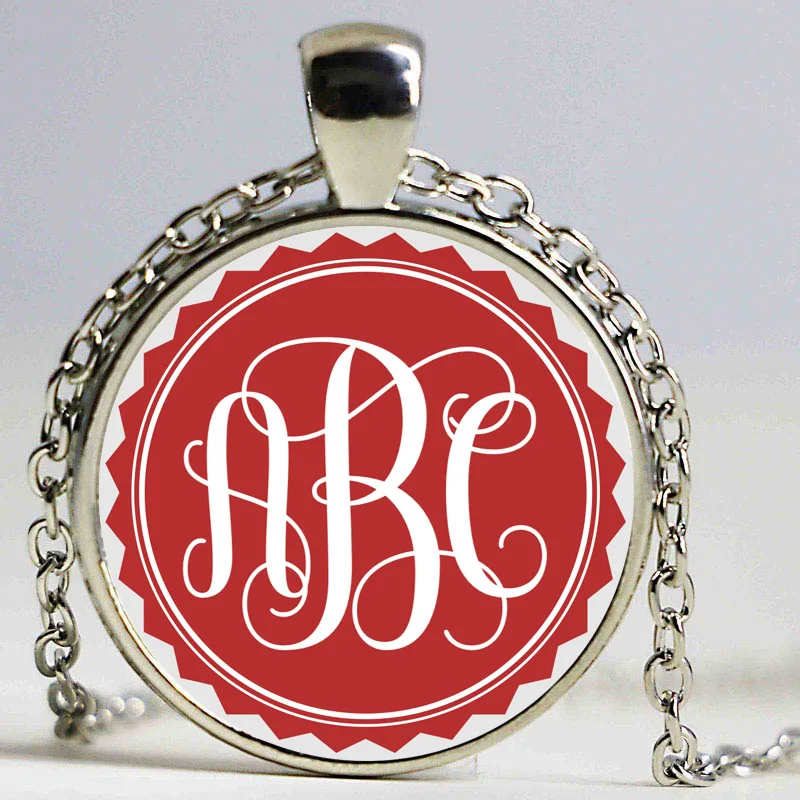 Personalized customization Initials Art Glass Cabochon Necklace Long Sweater Chain For Man Woman Fine Jewelry as Gifts | Украшения и