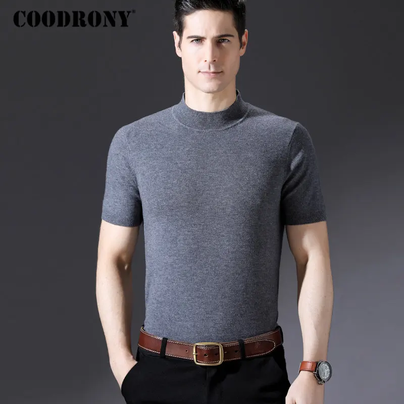 COODRONY, свитер из мериносовой шерсти, мужской модный пуловер с коротким рукавом и круглым вырезом, мужская одежда, зимние толстые теплые кашемировые свитера 8329