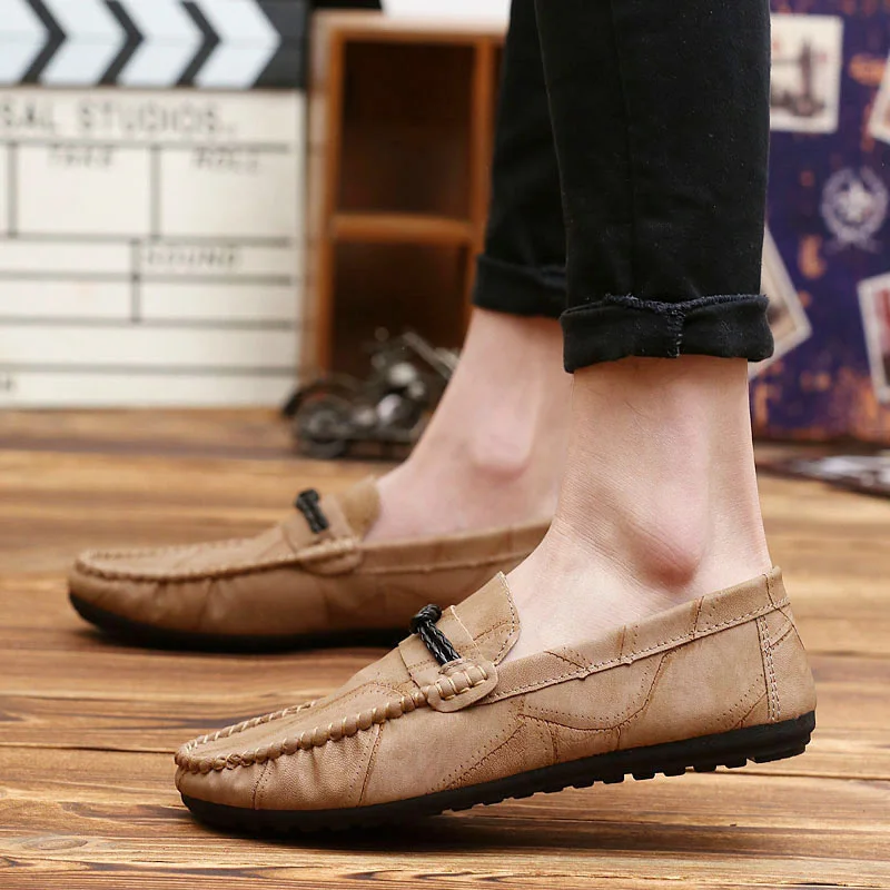 

QASDUO 2019 fashion Genuine Leather Men casual shoes Summer Breathable Soft Men's Handmade Net Surface Loafers Leather sneakers