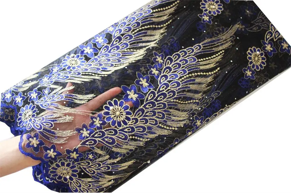 Royal blue Ourwin последние Африканские кружева нигерийские кружевные ткани для свадьбы кружева вышитые камни и бусины Королевский синий кружевной ткани - Цвет: Royal blue