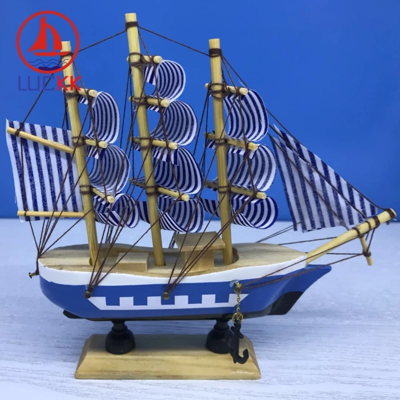 LUCKK 16 см морской мореходный деревянный модельный корабль синий домашний декор