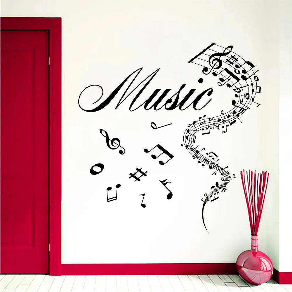 Художественный дизайн музыкальные ноты с рисунком наклейки-цитаты на стену