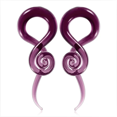 Purple 2 шт стеклянные ушные спиральные конусные наконечники для ушей и тоннели из телесного стекла для растягивания ушей расширители для пирсинга ювелирные изделия для тела Пирсинг - Окраска металла: Purple