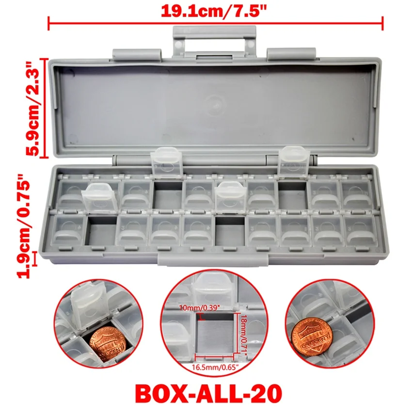 BOXALL20 AideTek корпус поверхностного монтажа SMD хранения электроники ящики и органайзеры пластик антистатические резистор коробки - Цвет: BOXALL20