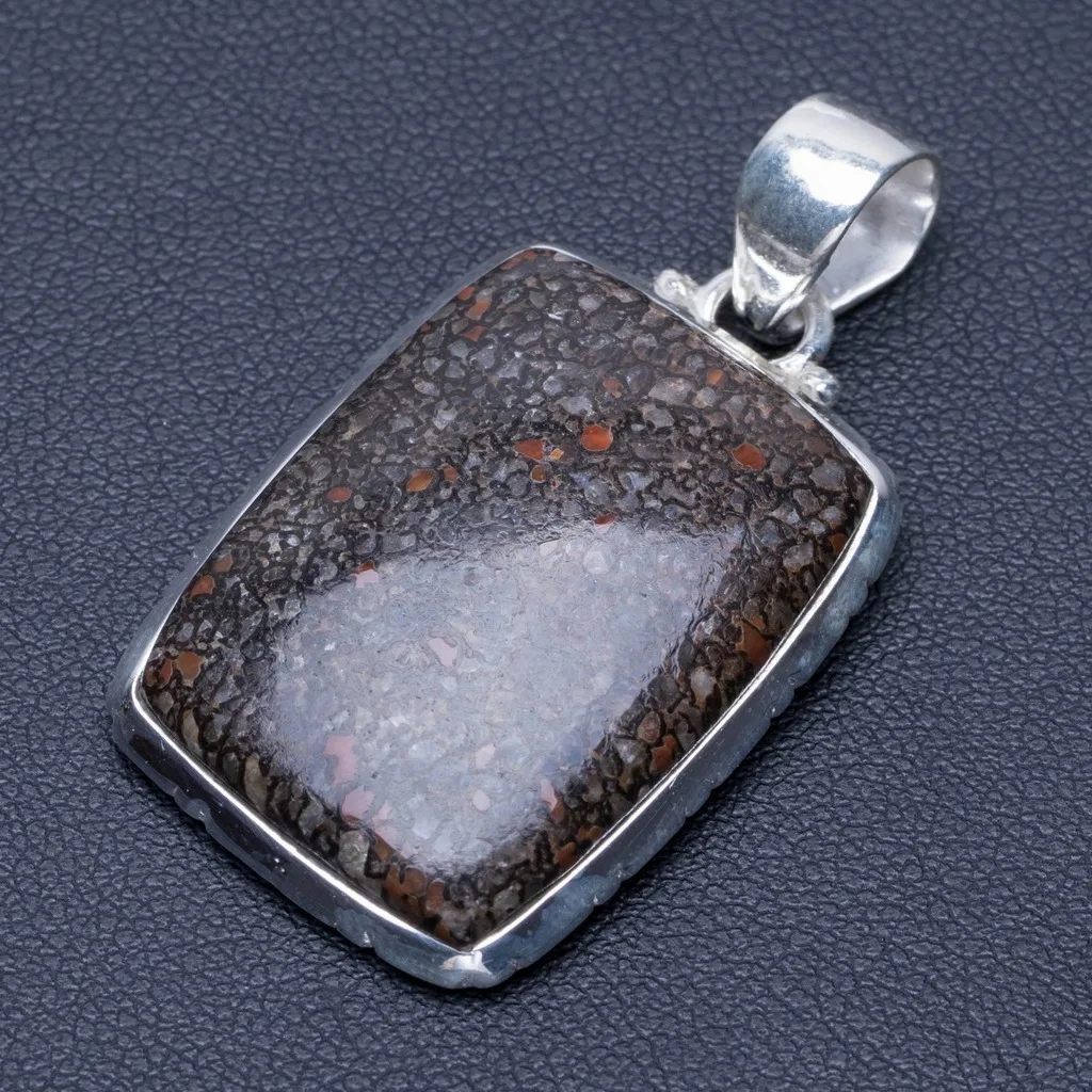 

Natural Ocean Jasper Punk Style 925 Sterling Silver Pendant 1 3/4" Q0934