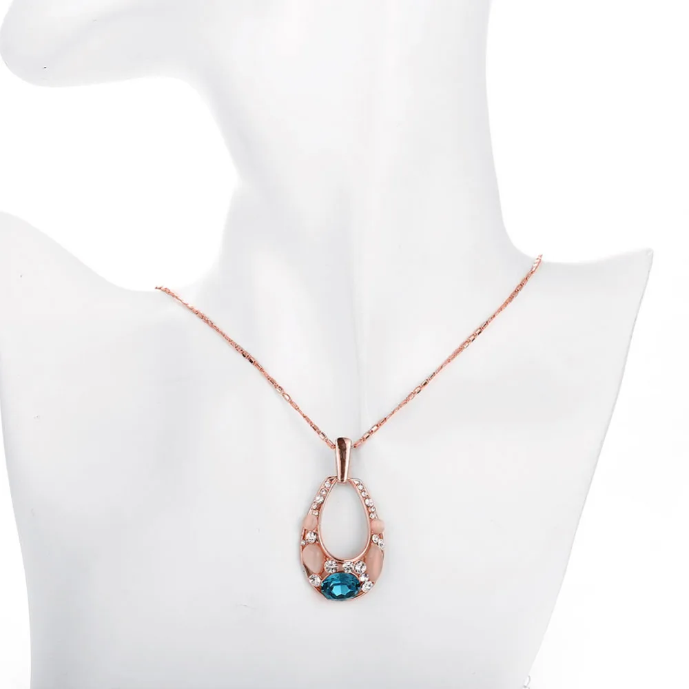 Женщины Леди Юбилей Заявление Neckalce Роскошный Большой Горный Хрусталь Опал